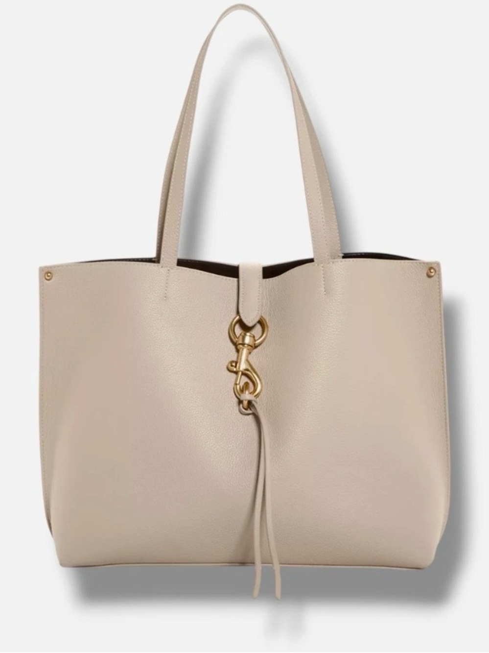 Rebecca Minkoff Women's Beige Leather Large Snap-Tab Megan Tote Bag